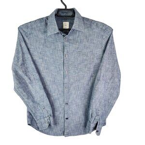 Mens Gap Dress Shirt Heather Blue Long Sleeve Button-Down Size M